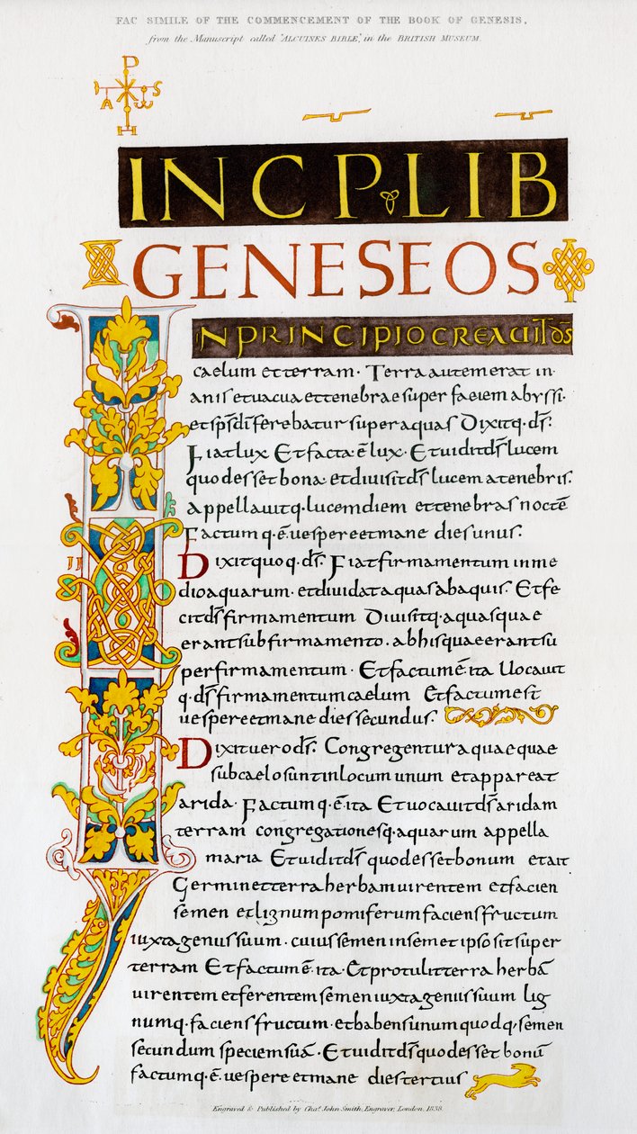 Facsimile van het begin van het Boek Genesis, 1840 door Unbekannt