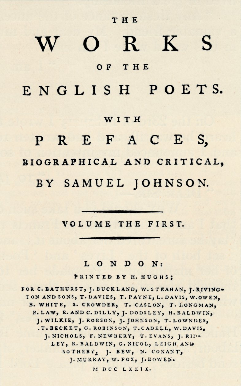 Facsimile titelpagina van de eerste editie van The Works of the English Poets door Unbekannt