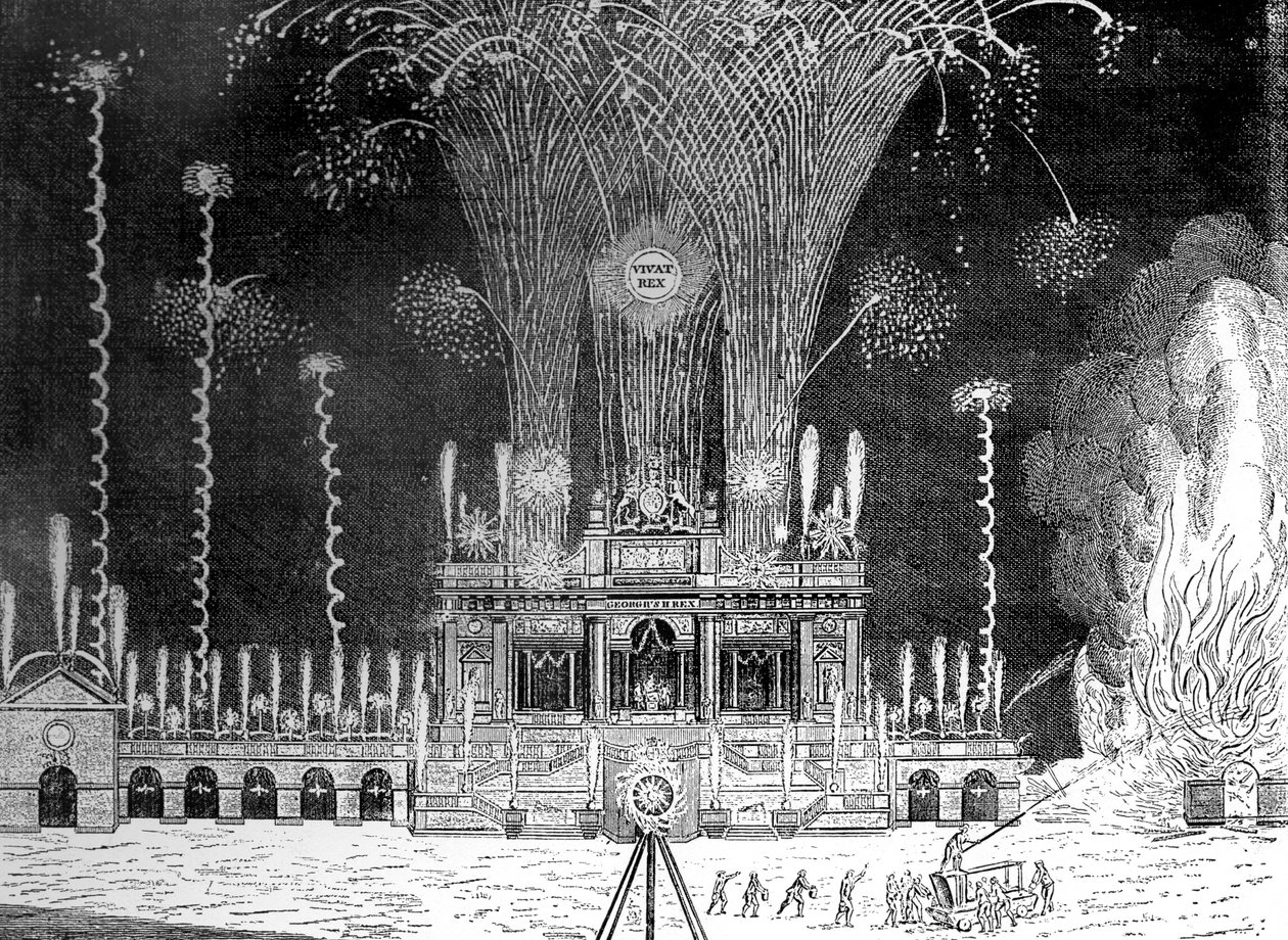 Vuurwerk in Green Park, St James, 27 april 1749 door Unbekannt