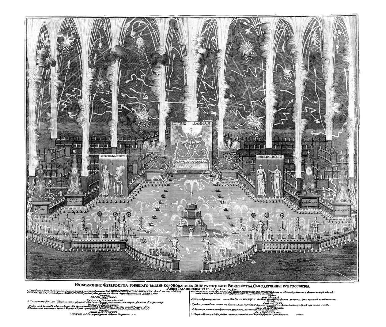 Vuurwerk ter gelegenheid van de kroning van Anna Ioannovna op 30 april 1730, 1730 door Unbekannt