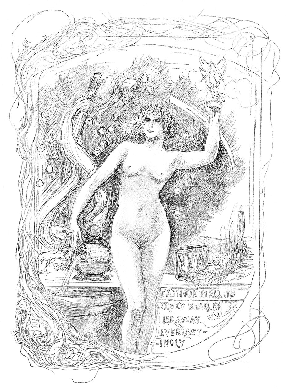 Eerste schets voor het emaille Het Uur in Al Zijn Glorie Zal Eeuwig Worden Weggevoerd, 1899 door Unbekannt
