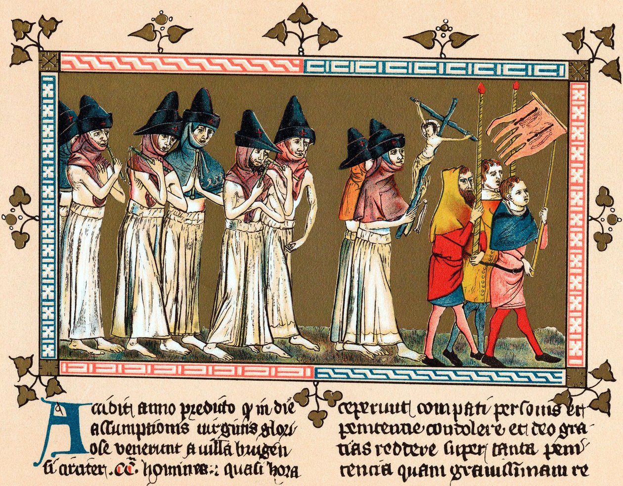 Flagellanten in de Nederlandse stad Doornik, 1349 door Unbekannt