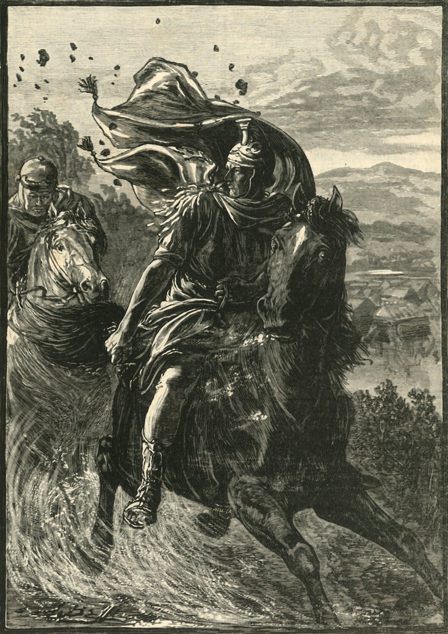 Vlucht van Pompeius van het slagveld van Pharsalia, 1890 door Unbekannt
