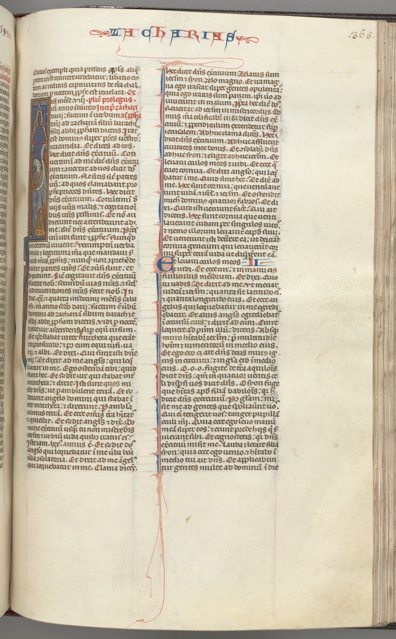Fol. 365r, Zacharia, gehistorieerde initiaal I, Zacharia met een rol, ca. 1275-1300 door Unbekannt