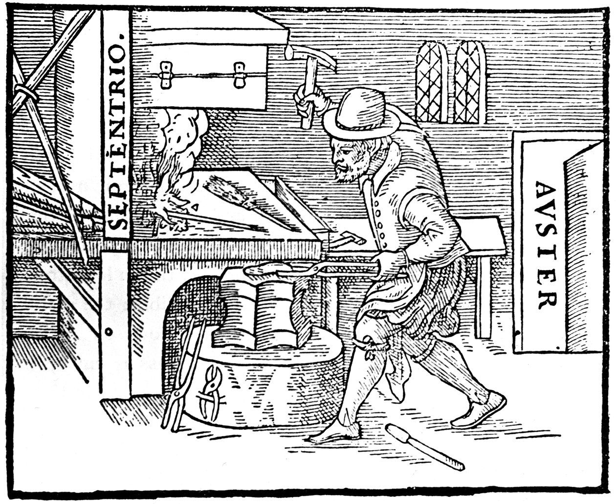 Het smeden van een magneet, 1600 door Unbekannt