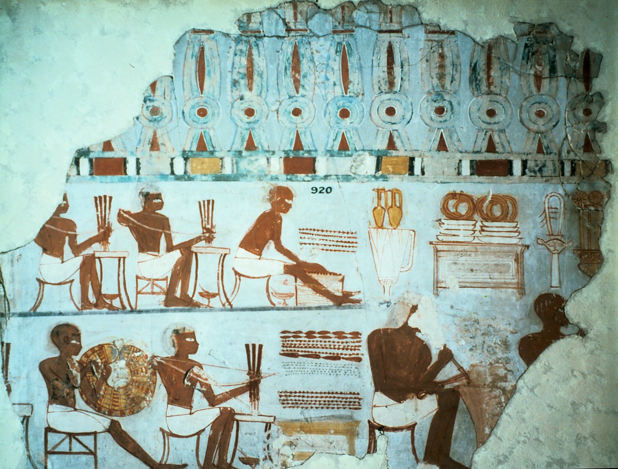 Fragment van beschilderd pleisterwerk uit het graf van Sebekhotep, uit Thebe, Egypte, 18e dynastie, ca. 1400 v.Chr. door Unbekannt
