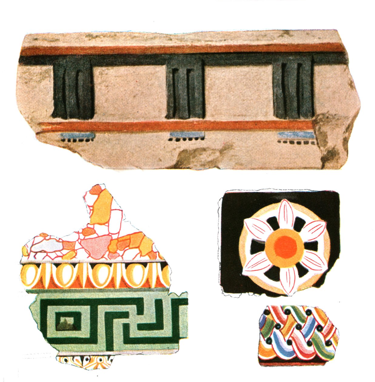 Fragmenten van decoratie uit Delos, Griekenland, 1928 door Unbekannt