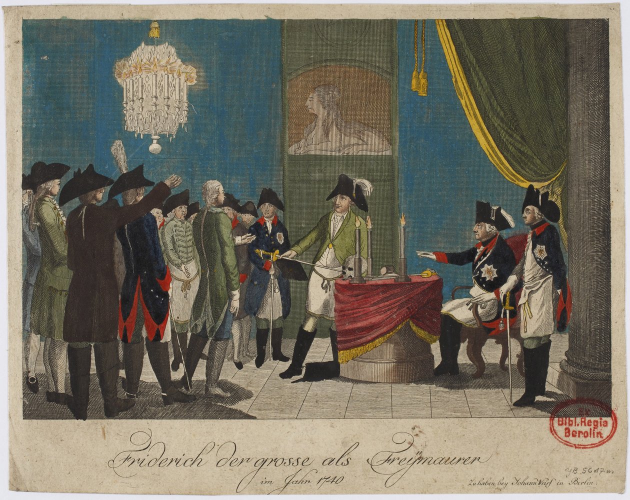 Frederik de Grote als Vrijmetselaar in 1740 door Unbekannt