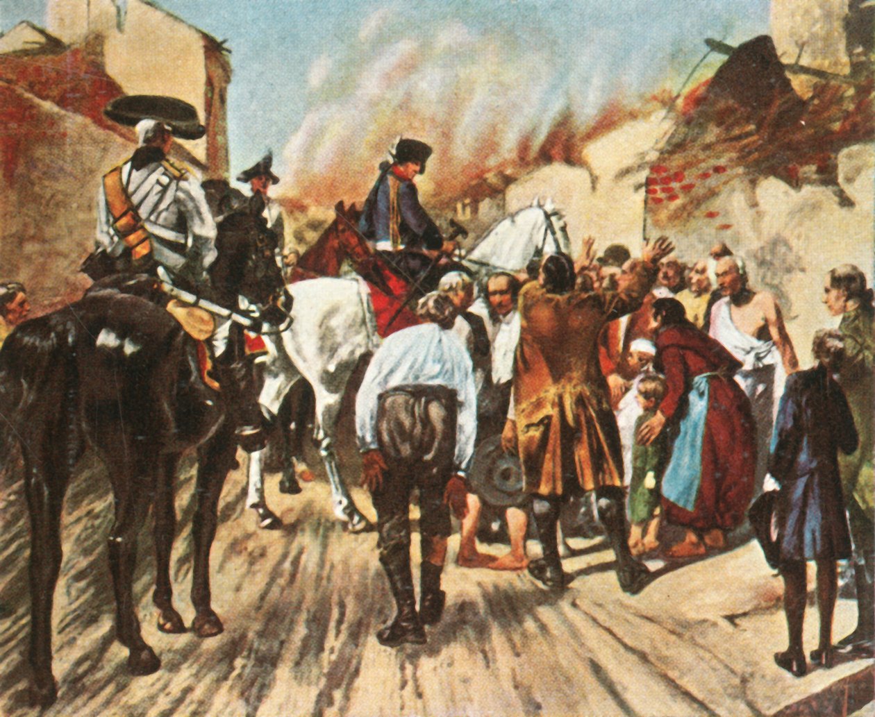 Frederik de Grote in de ruïnes van Küstrin voor de Slag bij Zorndorf, 25 augustus 1758, 1936 door Unbekannt