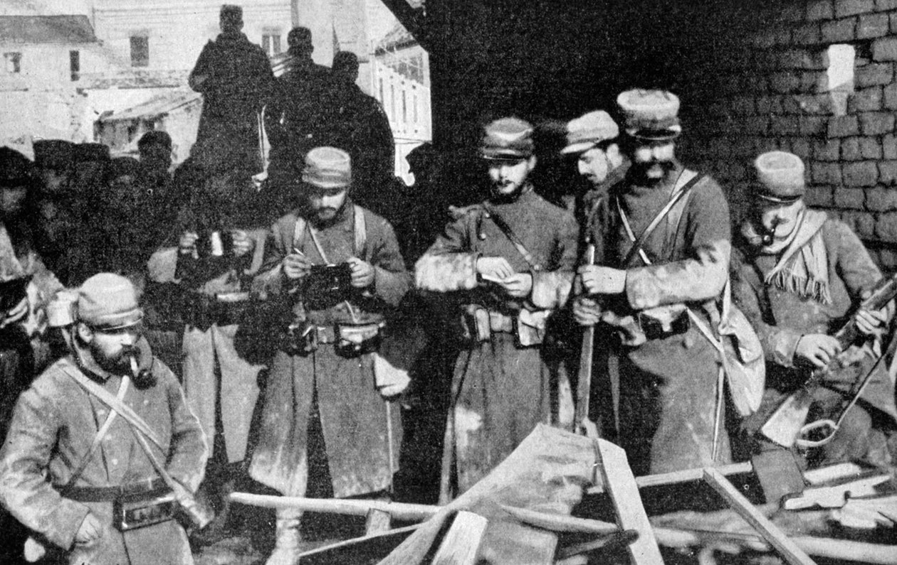 Franse soldaten rusten uit in Champagne, Frankrijk, Eerste Wereldoorlog, 1915 door Unbekannt