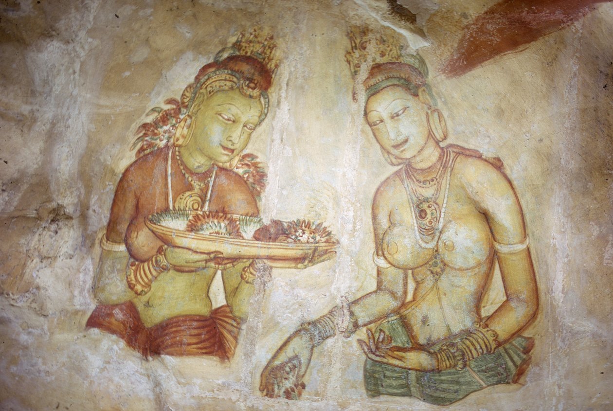 Fresco/Dames van Sigiriya/Sri Lanka door Unbekannt