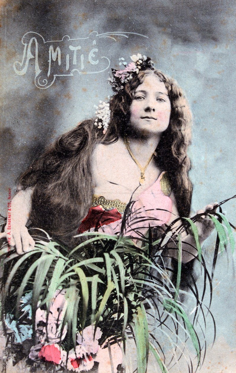 Vriendschap, vintage Franse ansichtkaart, ca. 1900 door Unbekannt