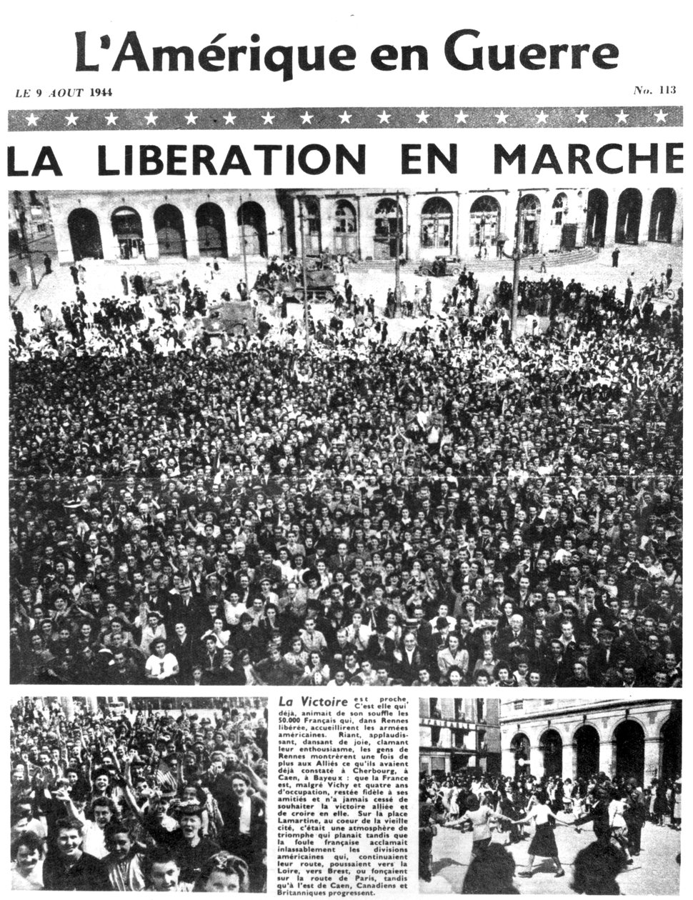 Voorpagina van de krant LAmerique en Guerre, 9 augustus 1944 door Unbekannt
