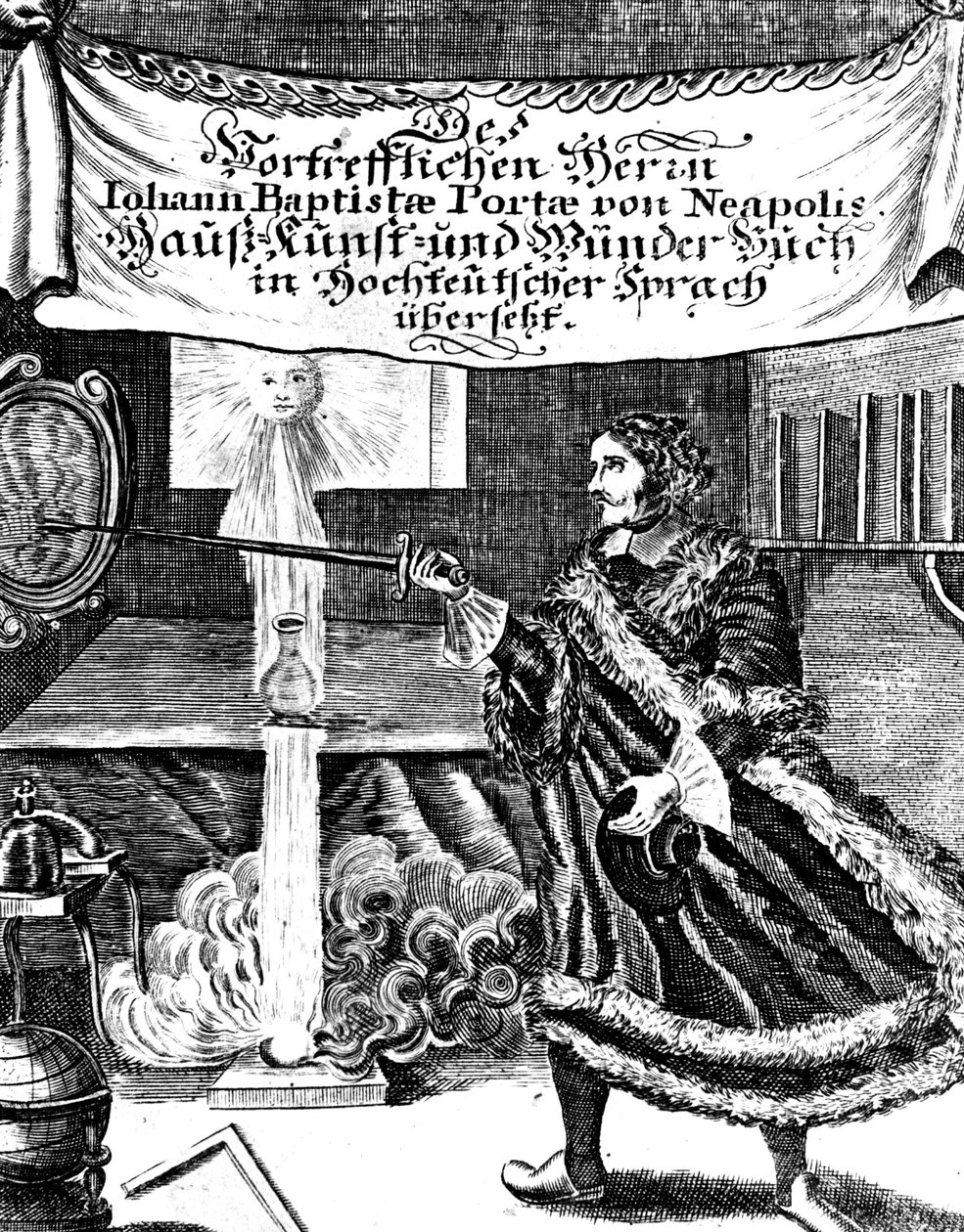 Frontispice van Magia Naturalis door Johannes Baptista della Porta, 1715 door Unbekannt