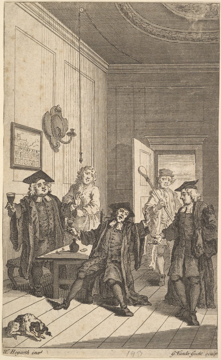 Frontispice van The Humours of Oxford, april 1730 door Unbekannt