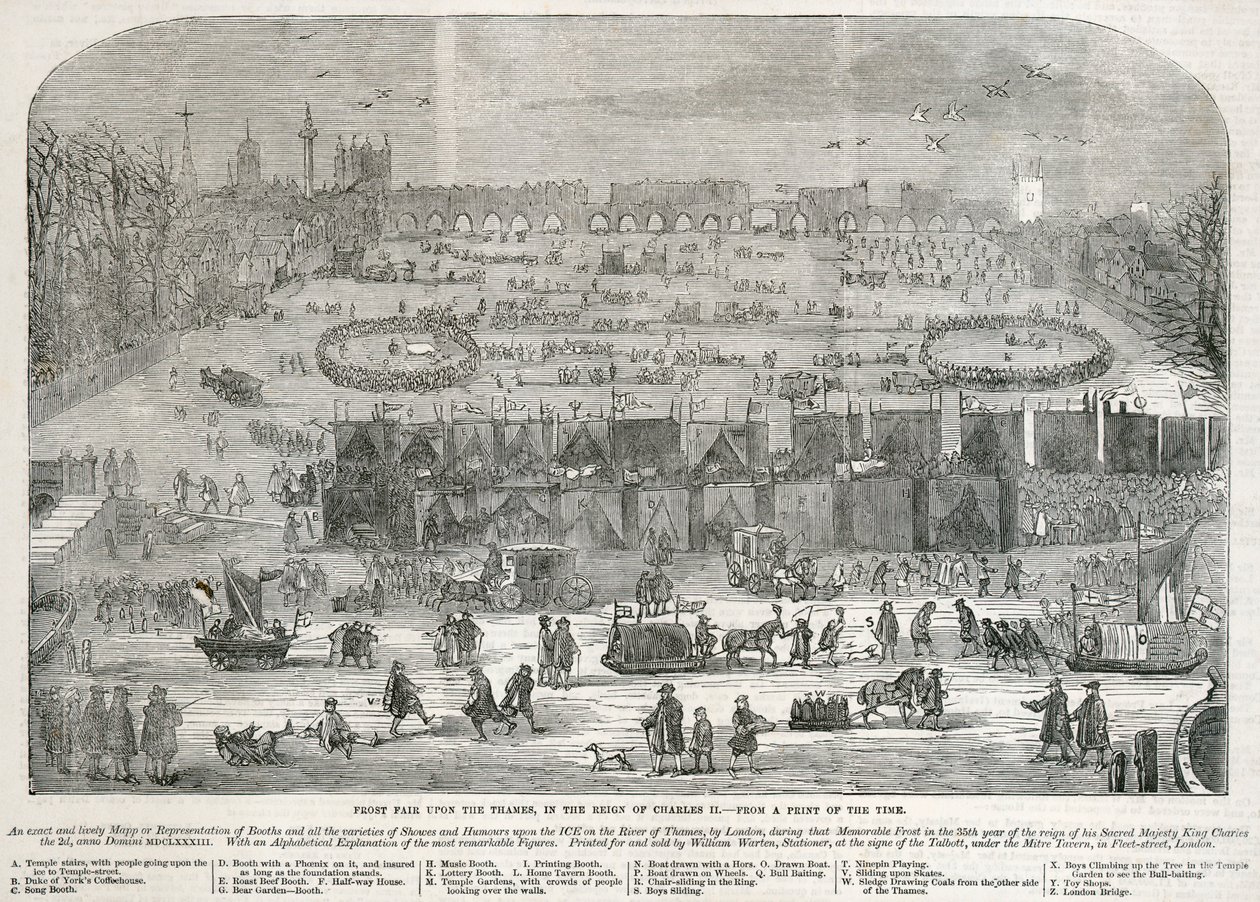 Frost Fair op de Theems tijdens het bewind van Karel II, Londen, 1683 door Unbekannt