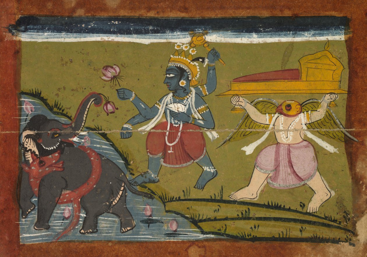 Gajendra Moksha: De Verlossing van de Koning van de Olifanten, 1800s door Unbekannt