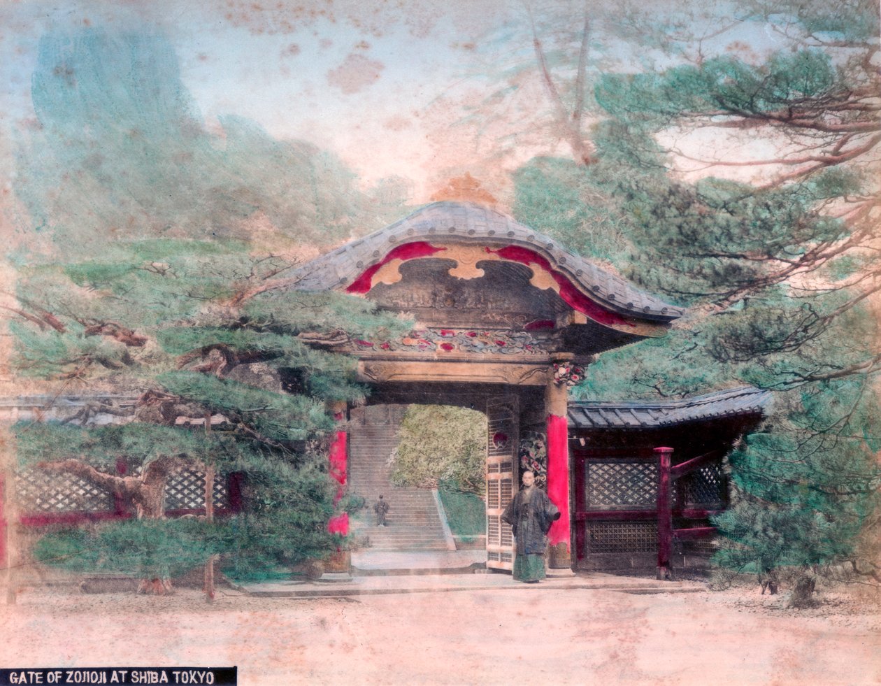 Poort van de Zojoji Boeddhistische Tempel, Shiba Park, Tokio door Unbekannt