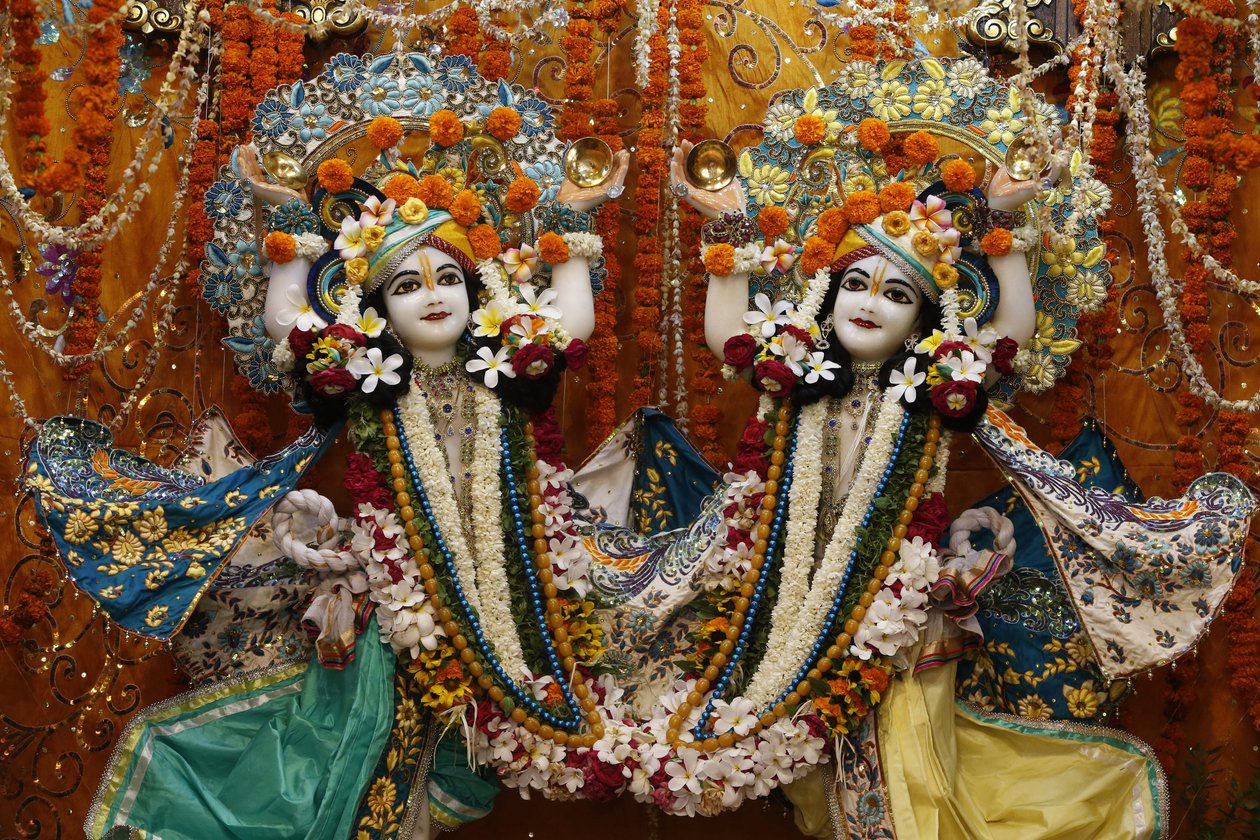 Gaura Nitai murthis in Krishna-Balaram tempel, Vrindavan. India door Unbekannt