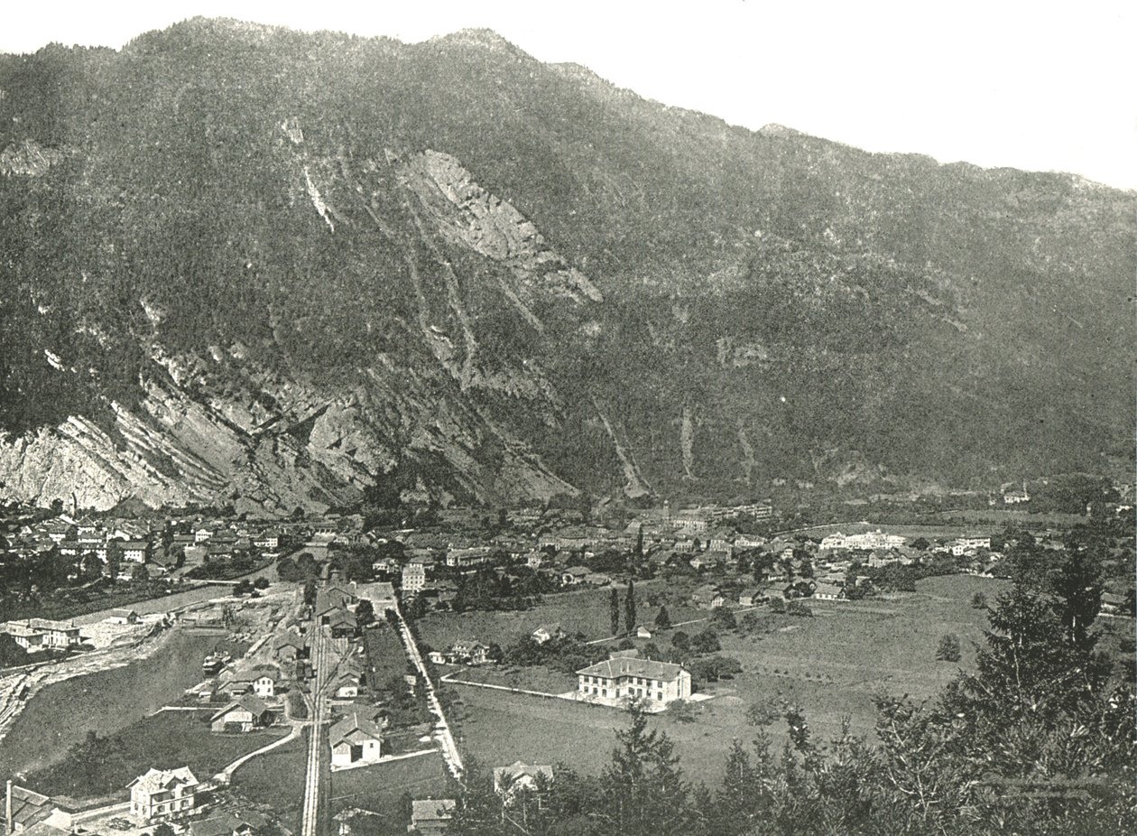 Algemeen uitzicht op de stad Interlaken, Zwitserland, 1895 door Unbekannt