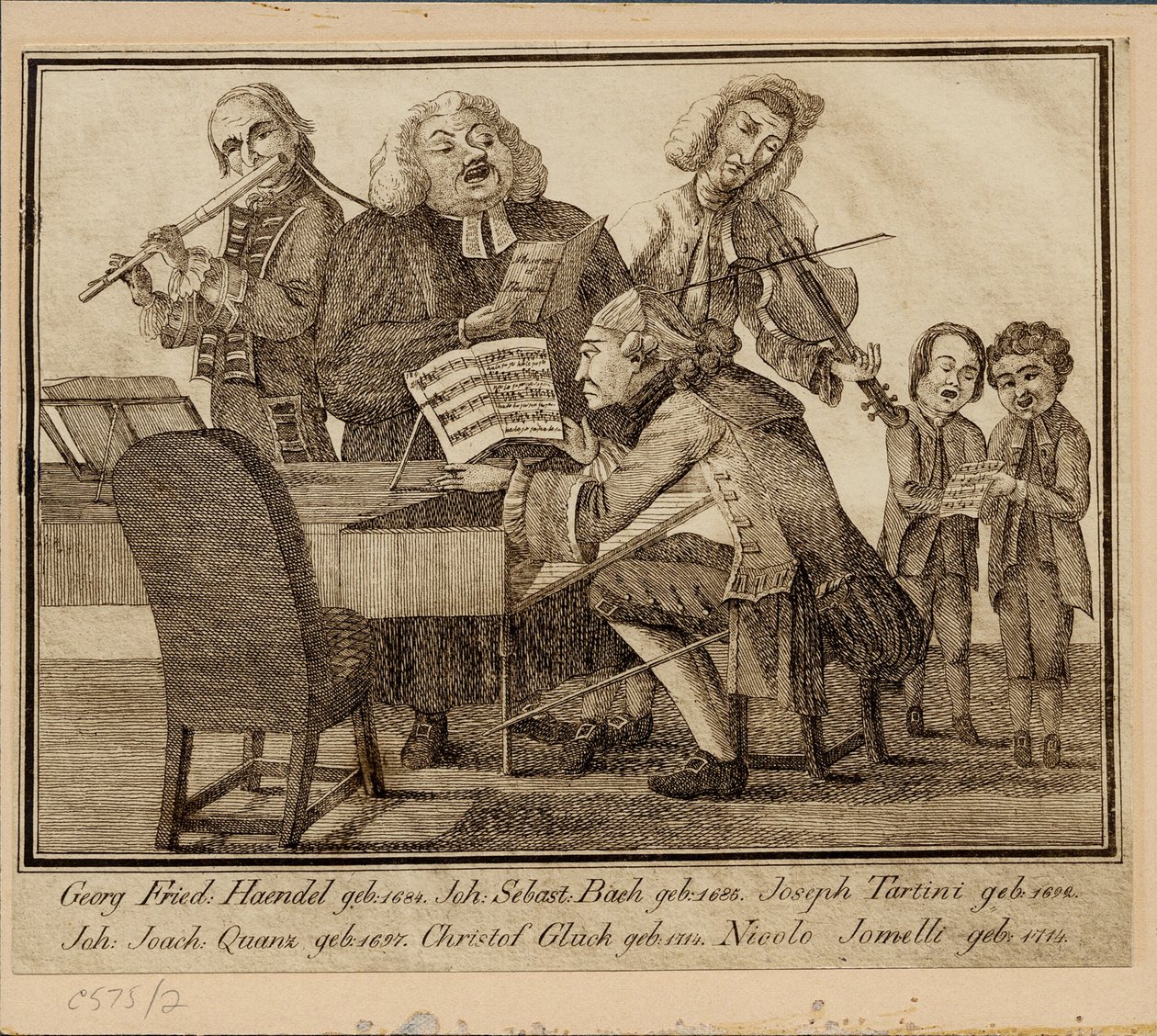 Georg Friedrich Haendel, Johann Sebastian Bach, Giuseppe Tartini, Johann Joachim Quantz, Christoph W door Unbekannt