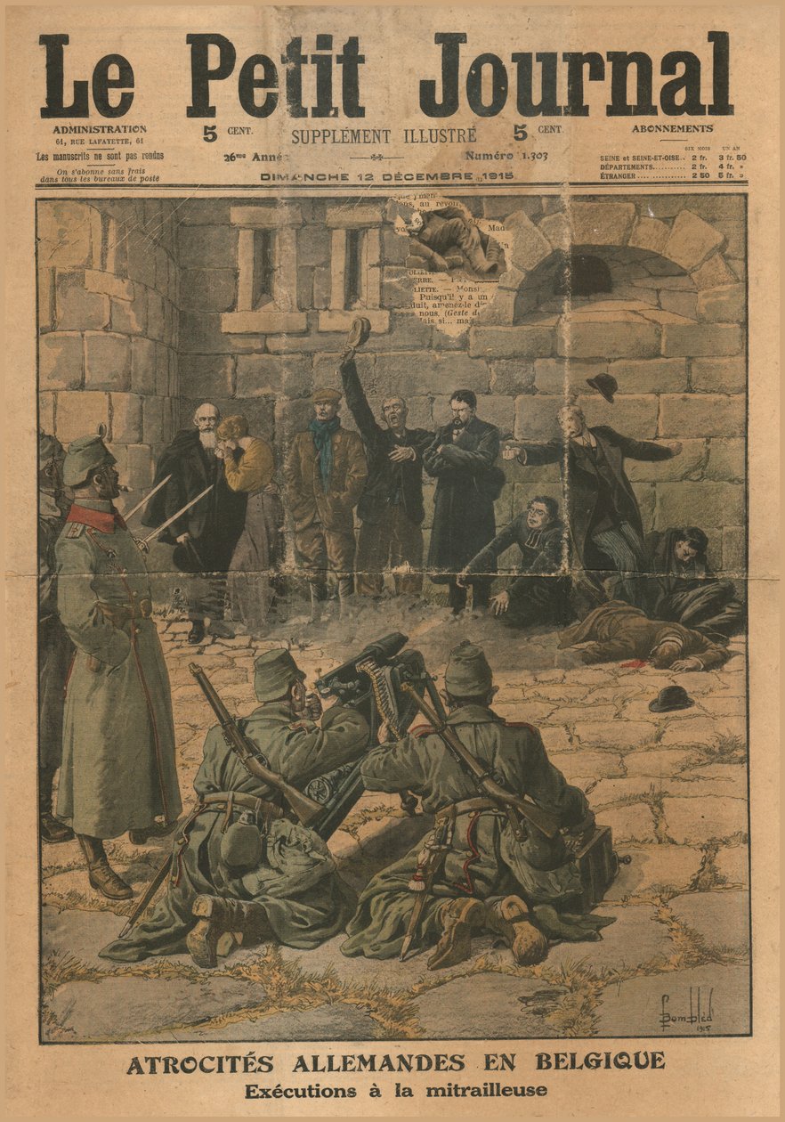 Duitse wreedheden in België: executie door mitrailleur, 1915 door Unbekannt