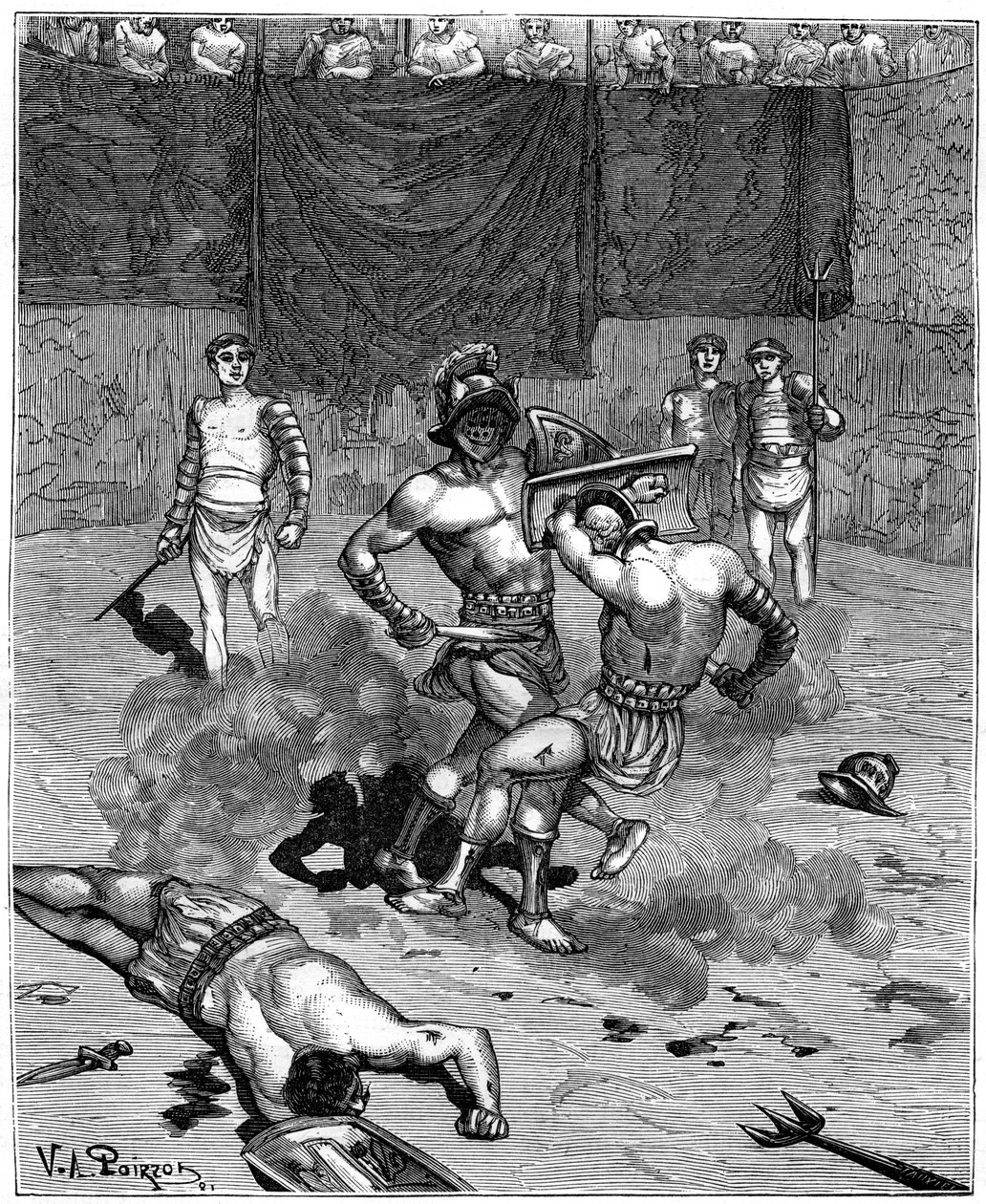 Gladiatorengevecht, 1882-1884 door Unbekannt