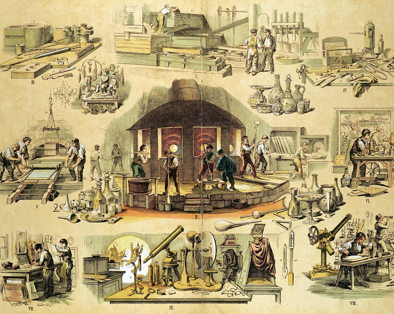 Glasfabricage, ca. 1870 door Unbekannt