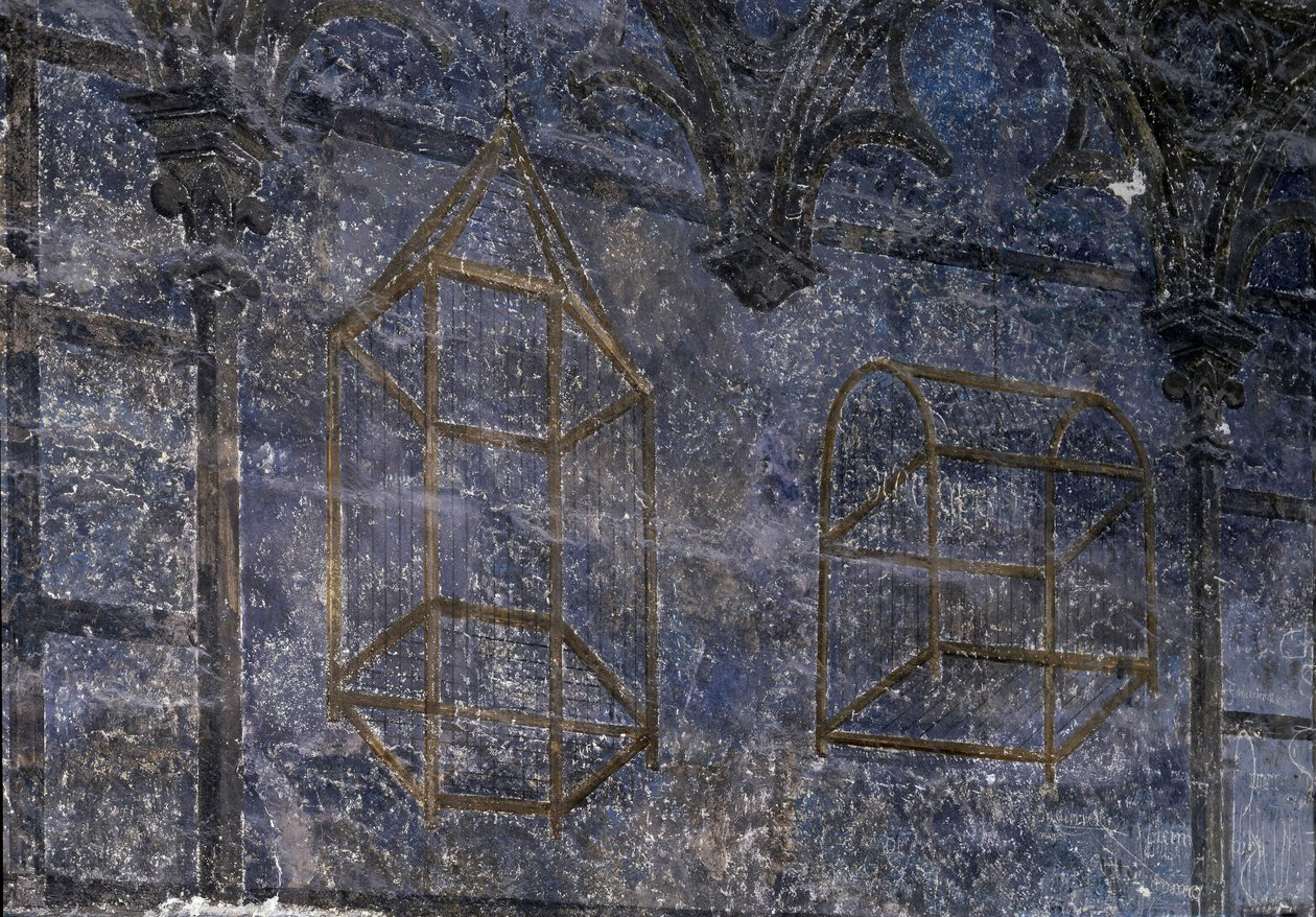 Gotische kunst: De kamer van de paus: detail van de kooien - de toren van engelen. 1336-1337, Paleis van de Pausen, Avignon door Unbekannt