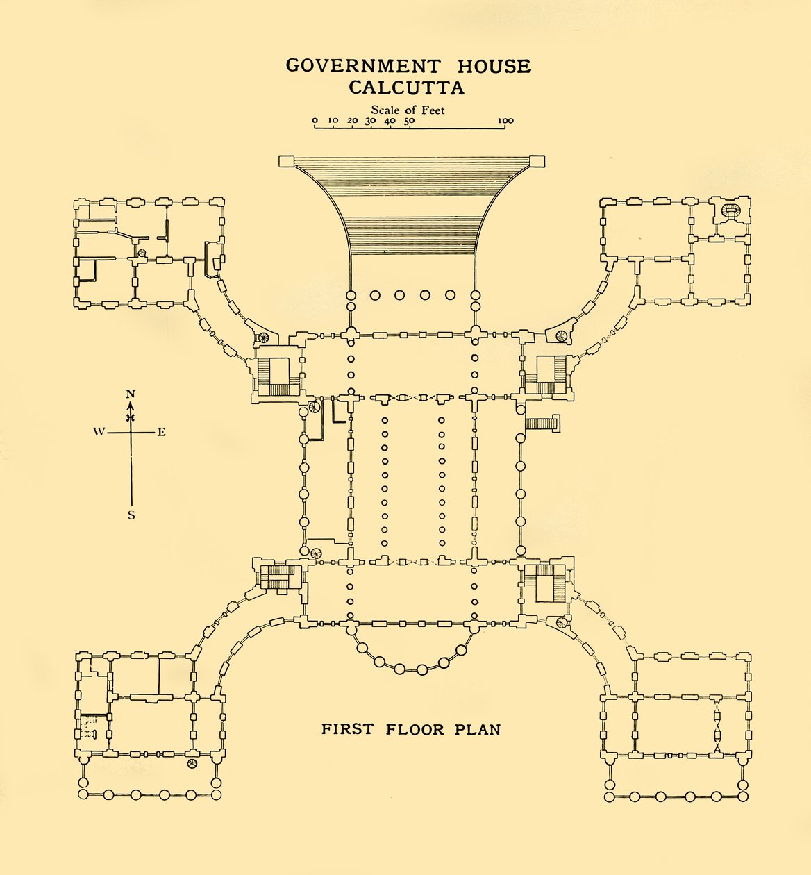Regeringsgebouw Calcutta - Eerste verdieping plattegrond, 1925 door Unbekannt