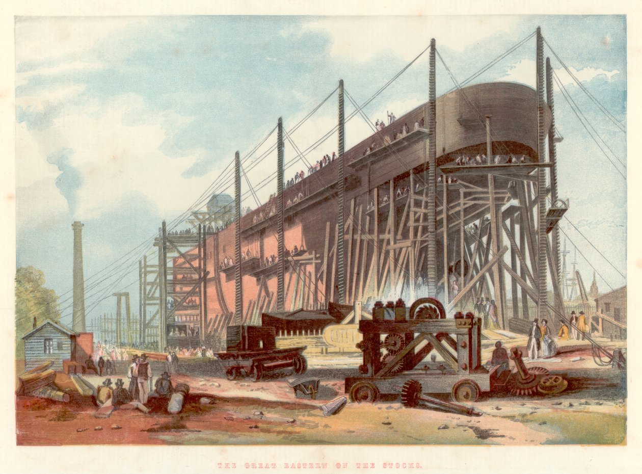Great Eastern op de stocks bij Millwall aan de Theems door Unbekannt