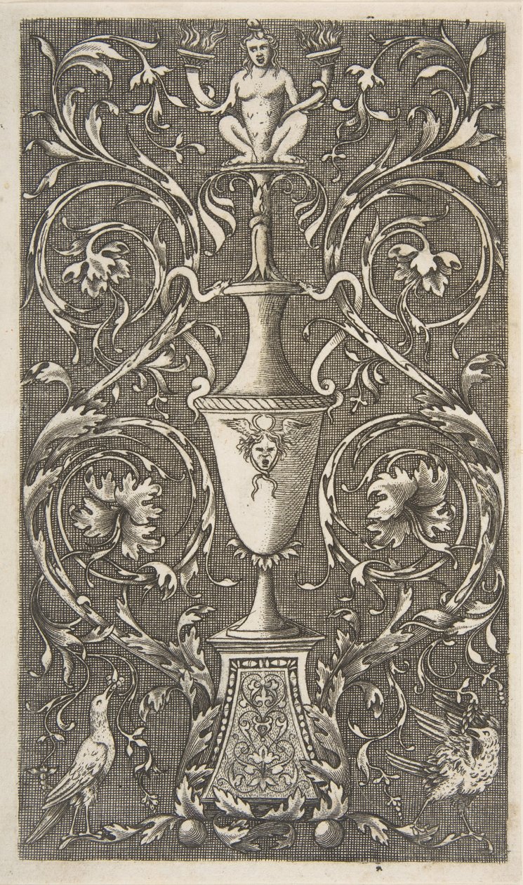 Grillige met een vaas, vogels en acanthus scrollen, ca. 1515-1600 door Unbekannt