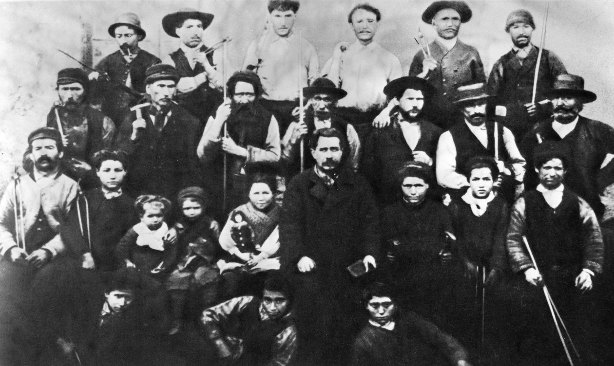 Groep Parijse arbeiders die deelnemen aan de Commune, foto. Parijse Commune 1871 door Unbekannt