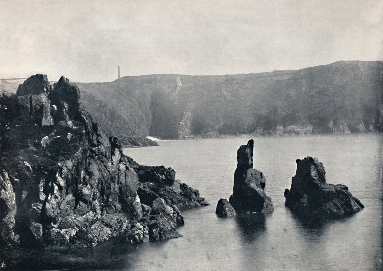 Guernsey - Moulin Huet Bay, met de Hond en Leeuw Rotsen, 1895 door Unbekannt
