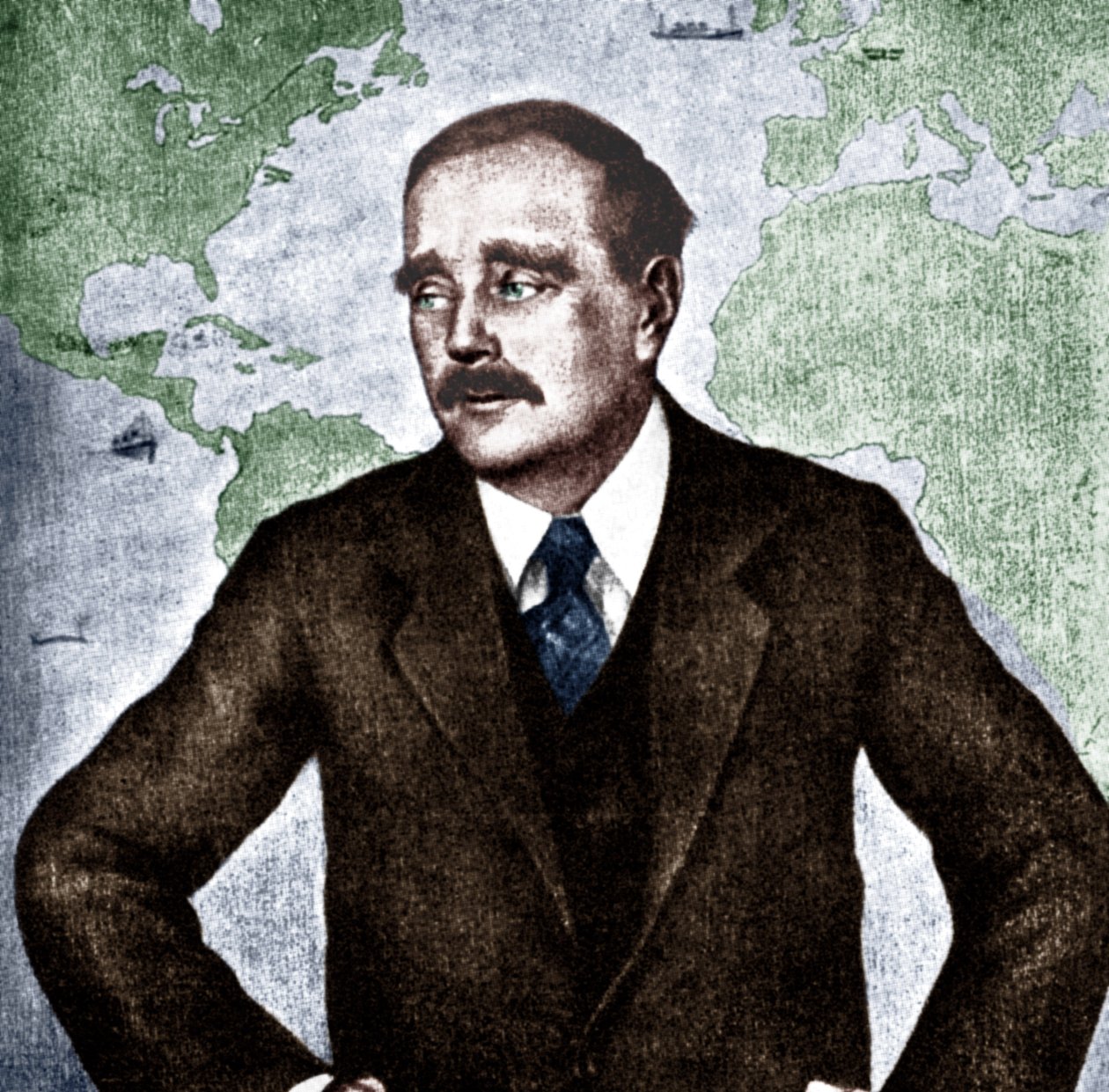 H G Wells - portret van de Engelse romanschrijver, journalist, socioloog en historicus, c. 1933. 21 september 1866 - 13 augustus 1946. Oorlog van de Werelden. door Unbekannt
