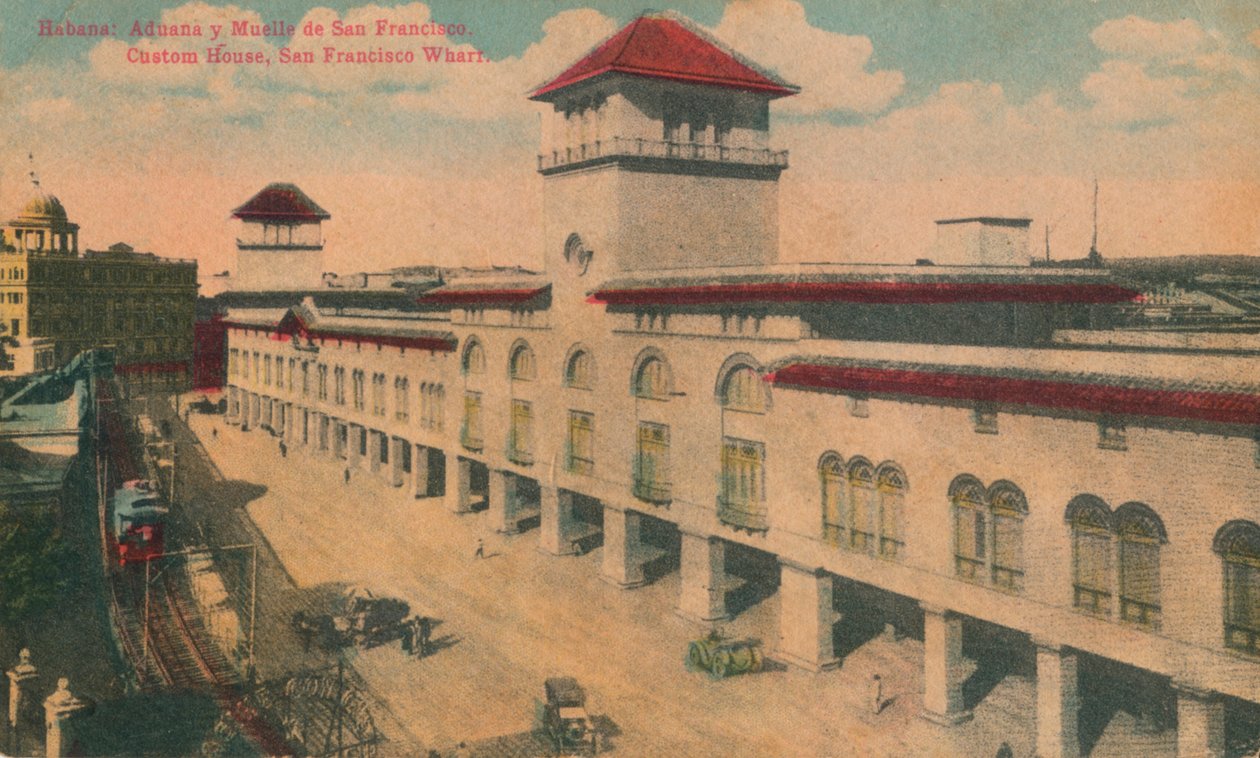 Habana: Aduana y Muelle de San Francisco. Douanehuis, San Francisco Wharf, Cuba, ca. 1910 door Unbekannt
