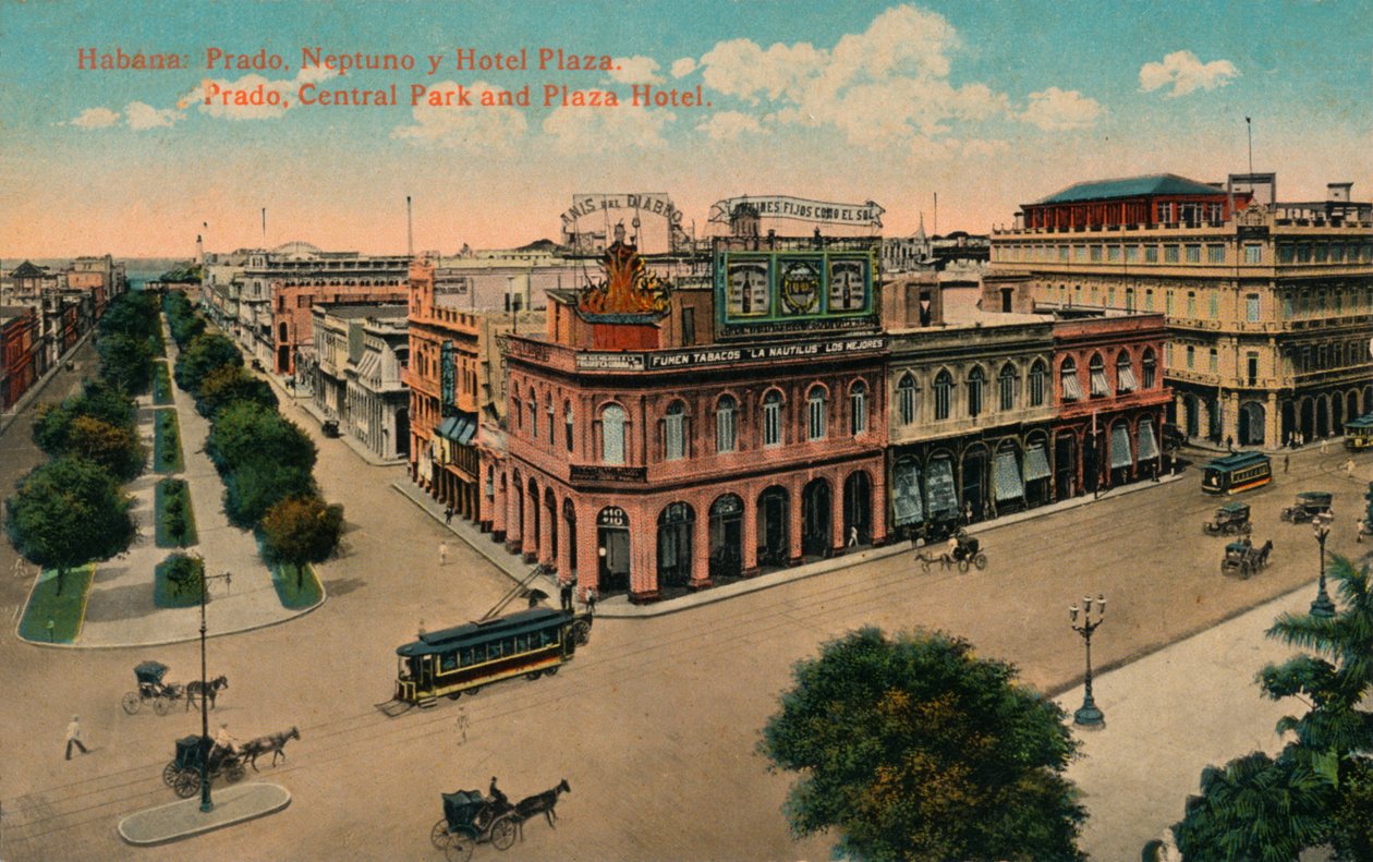Habana: Prado, Neptuno en Hotel Plaza. Prado, Central Park en Plaza Hotel door Unbekannt