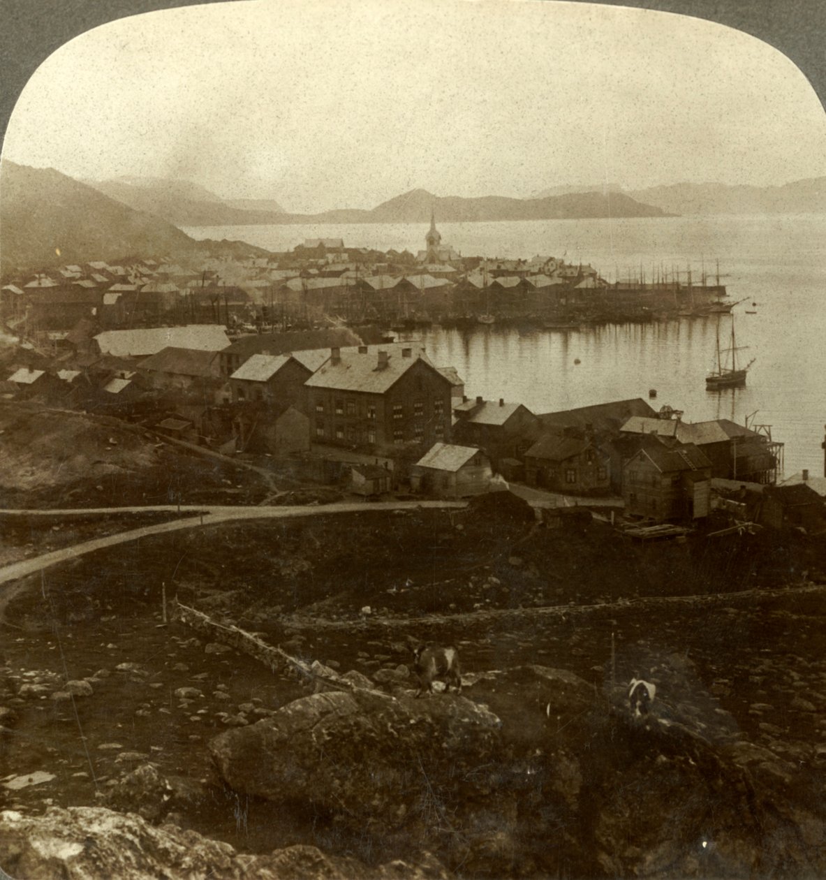 Hammerfest. De noordelijkste stad ter wereld - geen zonsondergang van 13 mei tot 29 juli, Noorwegen, c1905 door Unbekannt