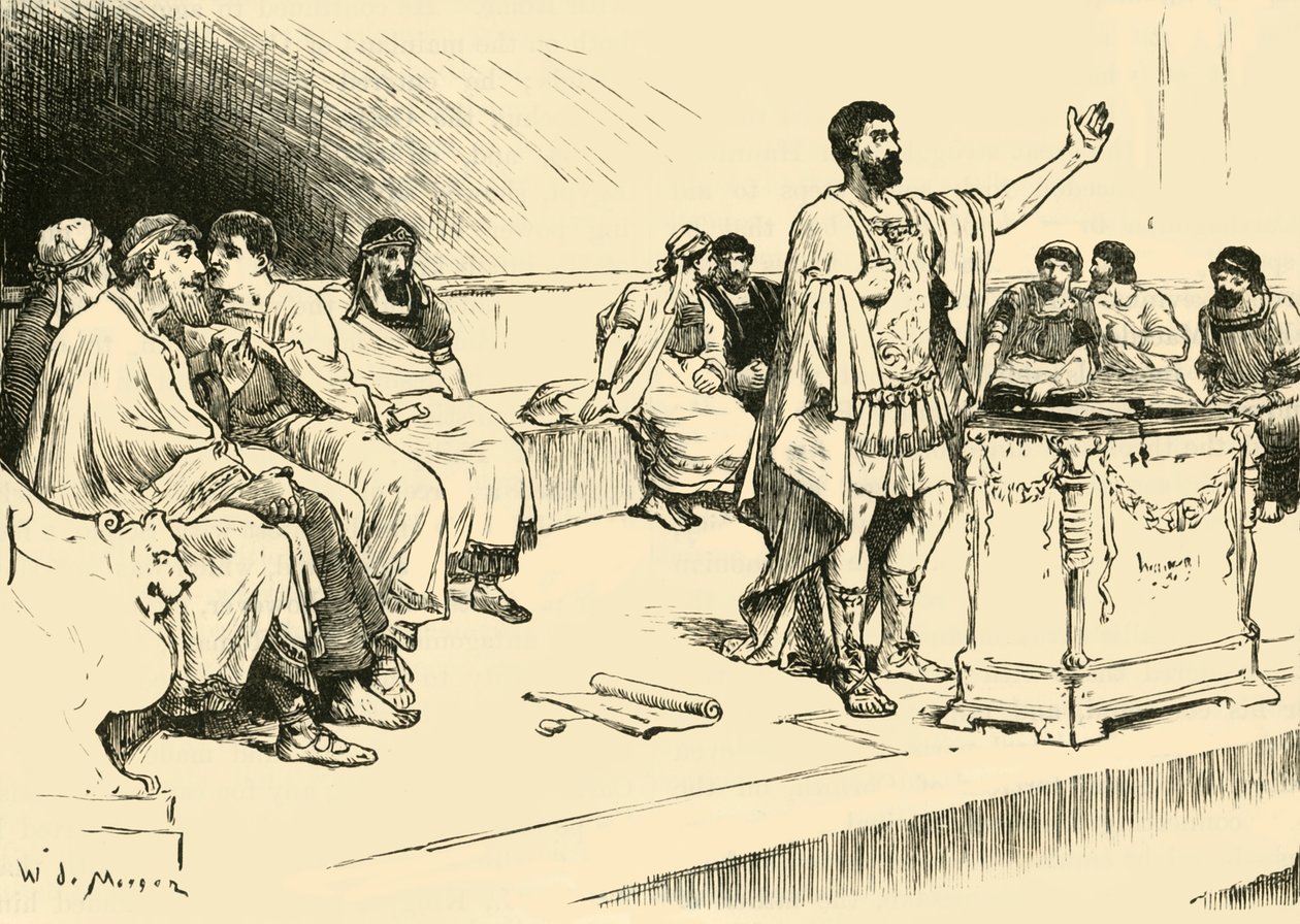 Hannibal in de Vergadering van Carthago, 1890 door Unbekannt
