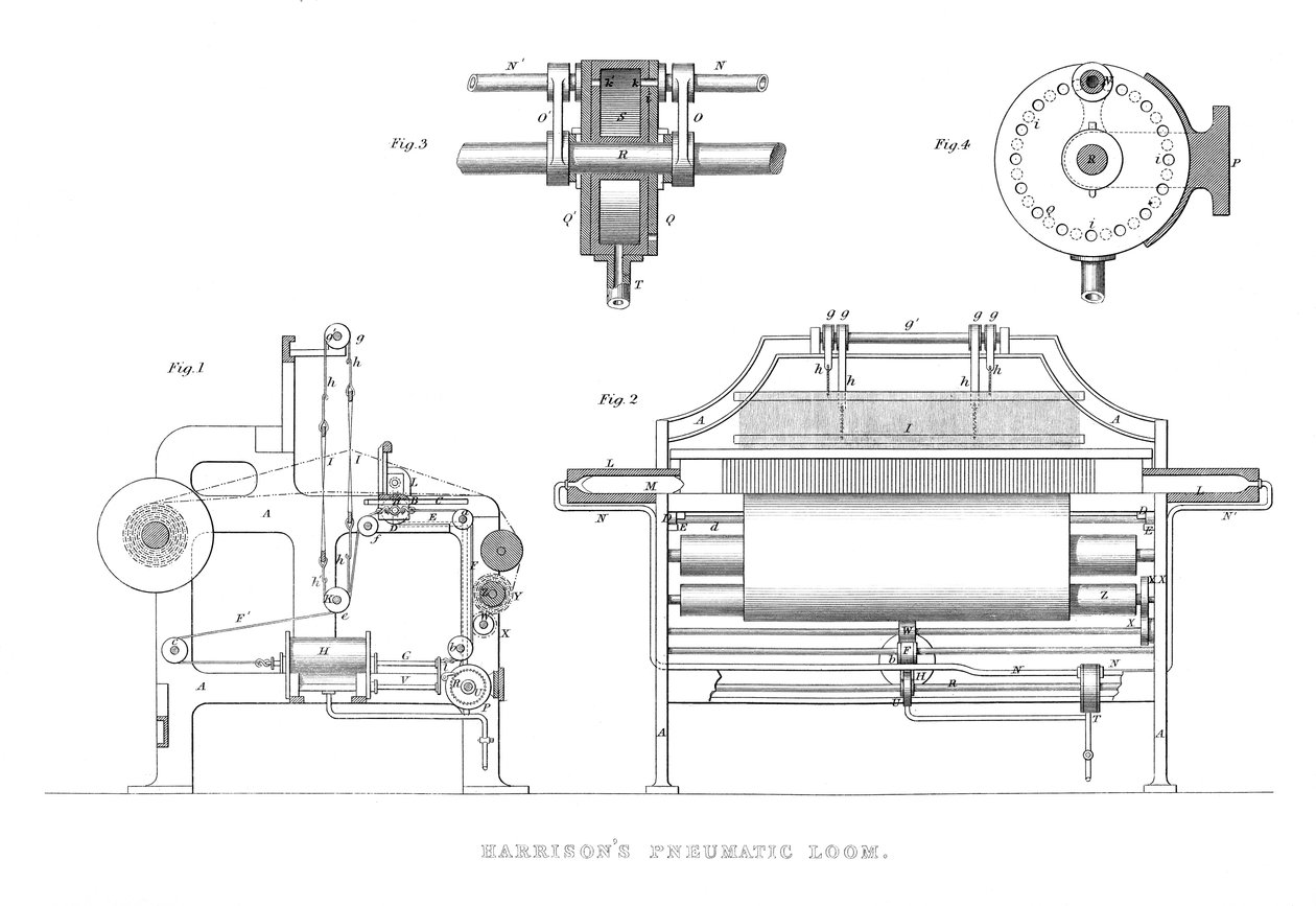 Harrisons Pneumatisch Weefgetouw, 1886 door Unbekannt
