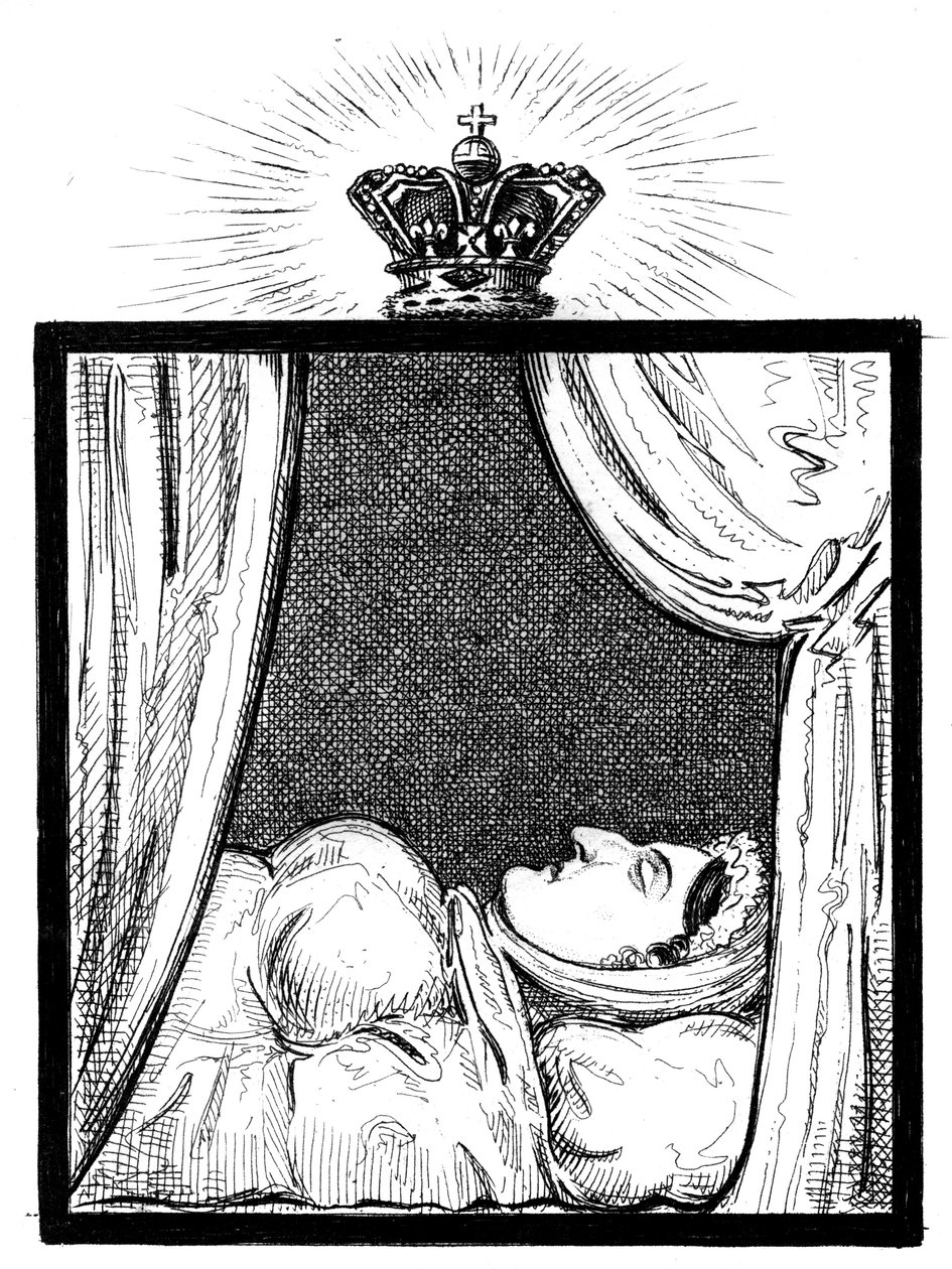 Hare Majesteit Koningin Caroline zoals ze verscheen enkele uren na haar overlijden, ca. 1821 door Unbekannt