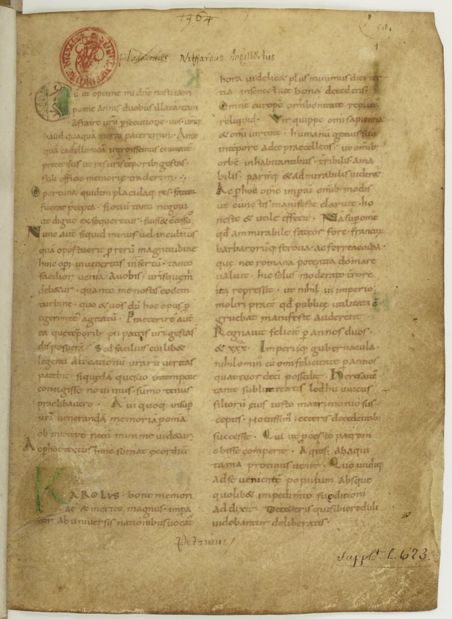 Historia Brittonum door Nennius. Eerste pagina van manuscript, 11e eeuw door Unbekannt