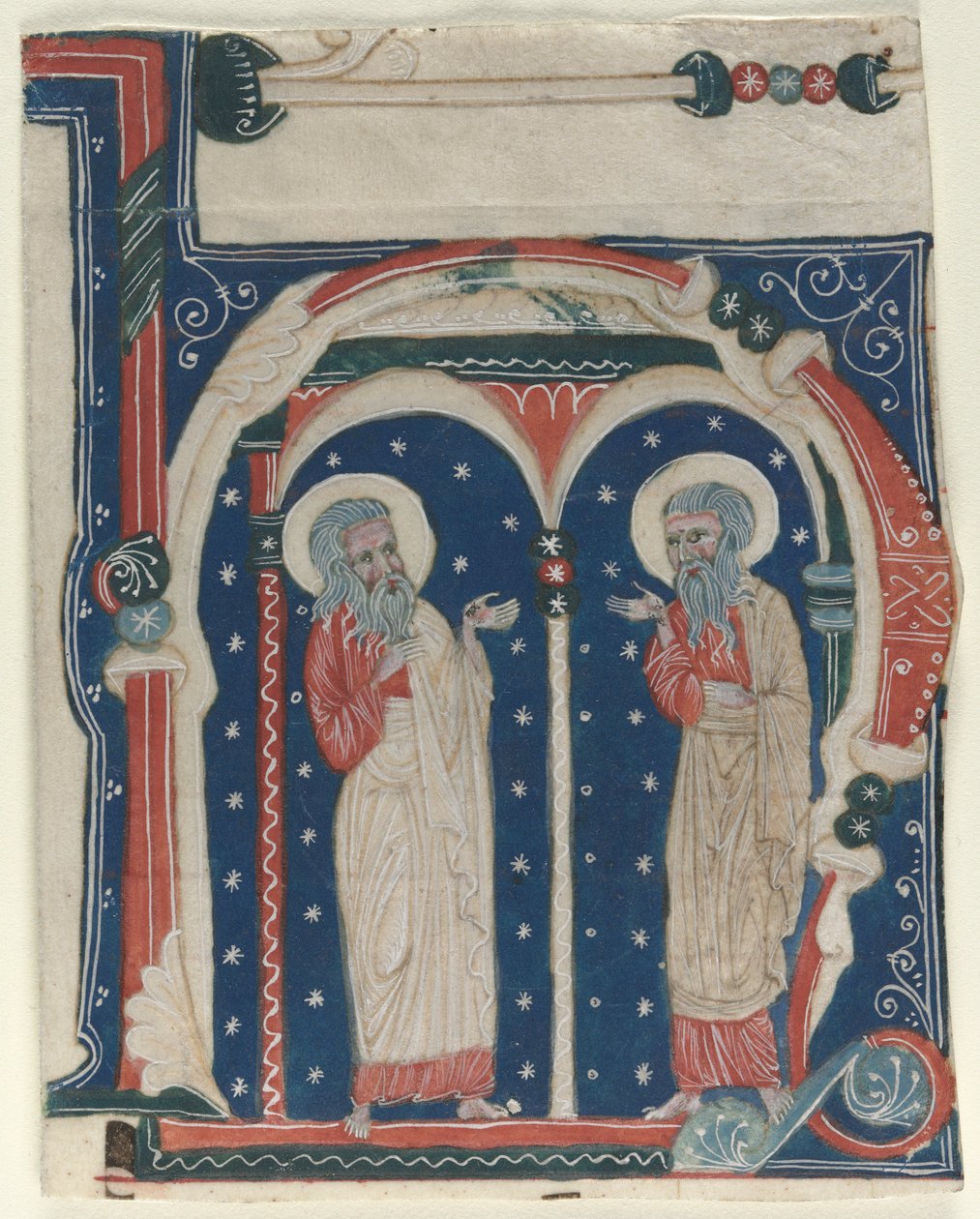 Versierde initiaal H uit een Antifonarium: SS. Paulus de kluizenaar en Antonius, ca. 1200-1230 door Unbekannt