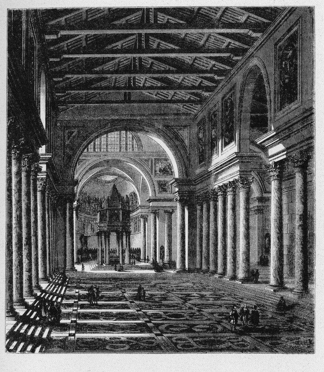 Geschiedenis van het Oude Rome. Sint-Pietersbasiliek is een laat-renaissancistische kerk gelegen in Vaticaanstad. door Unbekannt