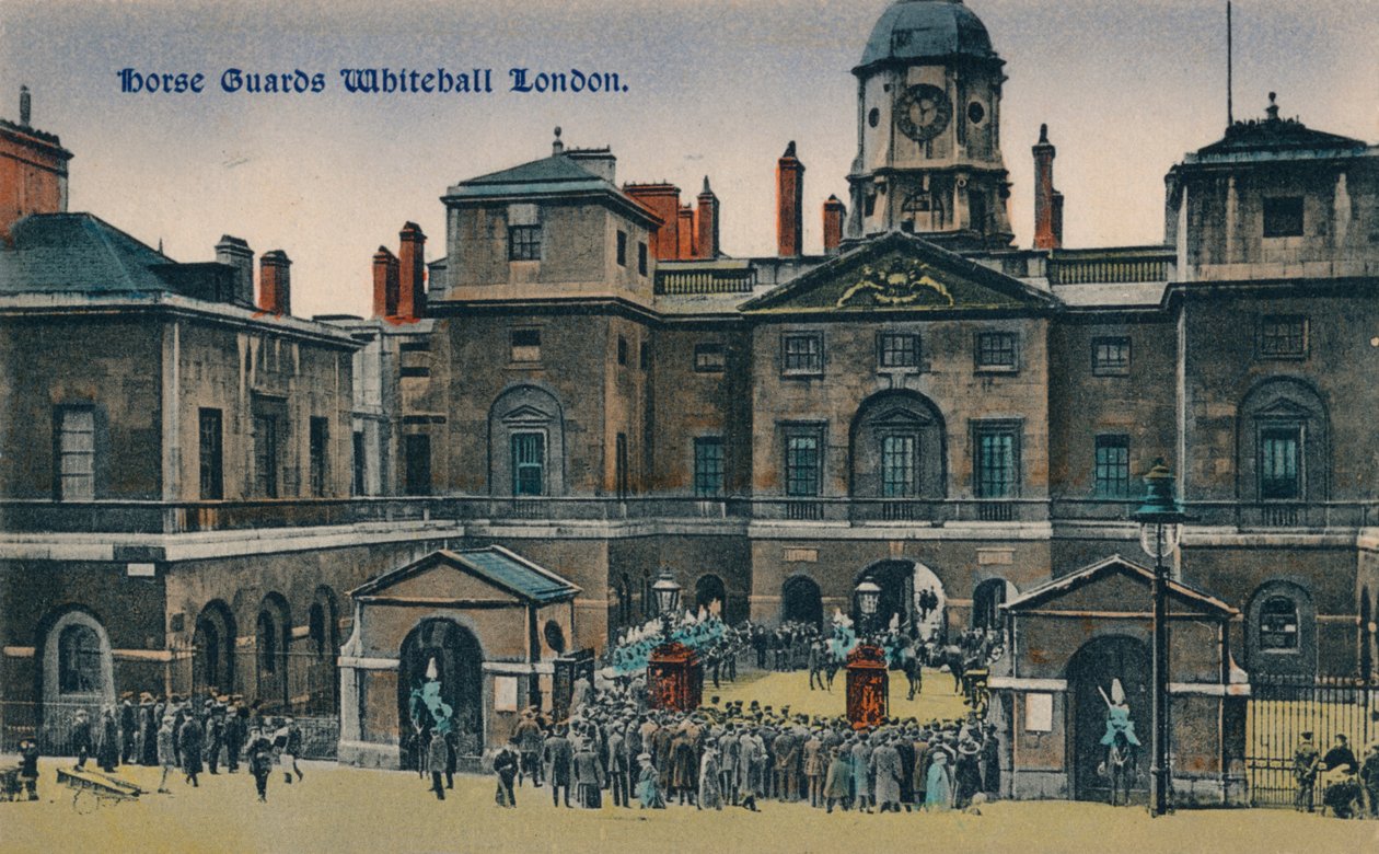 Horse Guards Whitehall Londen, ca. 1910 door Unbekannt
