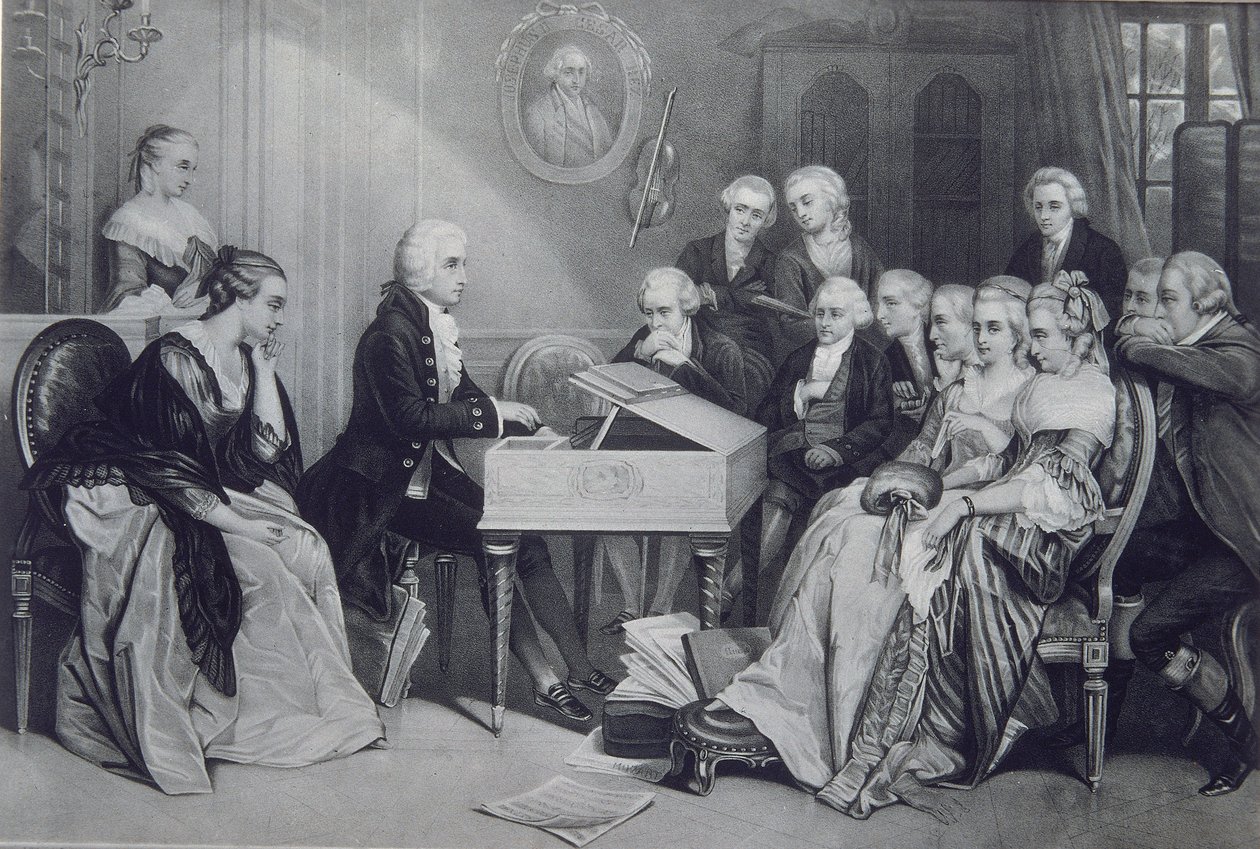 Huisconcert bij de familie Mozart in Wenen, 19e eeuw door Unbekannt