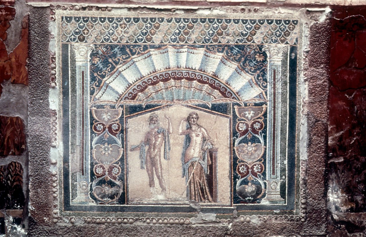 Huis van Neptunus en Amphitrite mozaïek, Romeins, Herculaneum, ca. 69 door Unbekannt