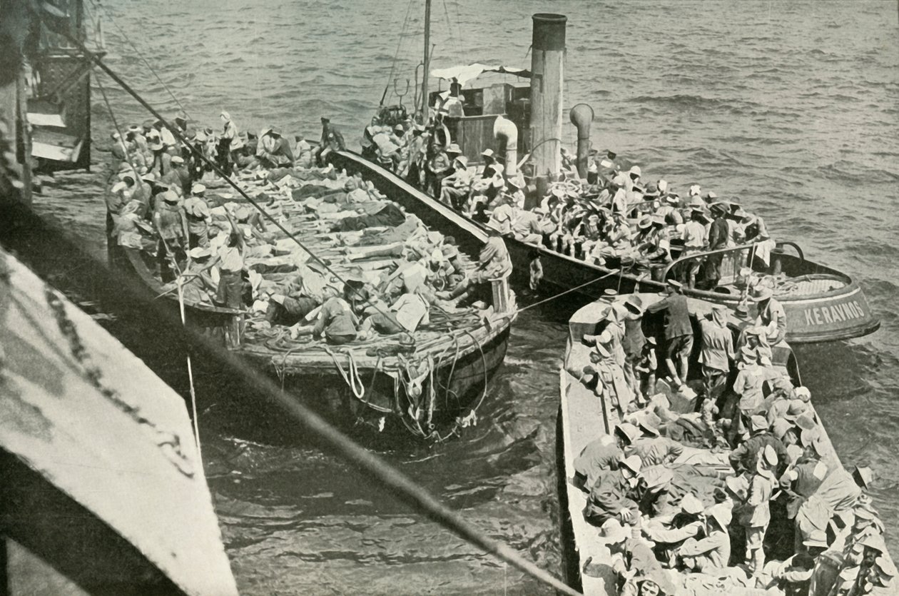 Hoe de gewonden naar de hospitaalschepen werden gebracht, 1919 door Unbekannt