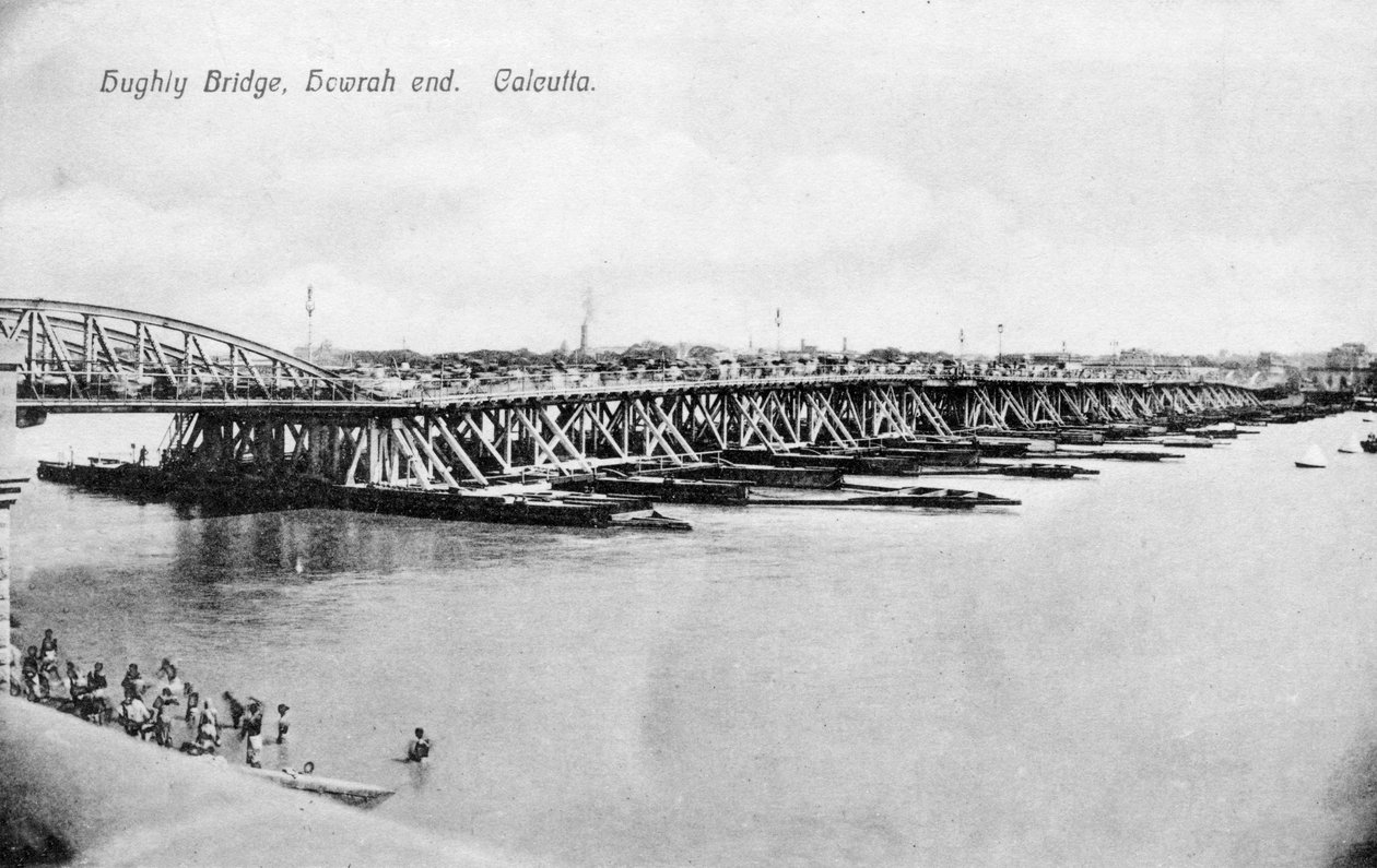 Howrah Bridge over de Hooghly rivier, Calcutta, India, begin 20e eeuw door Unbekannt