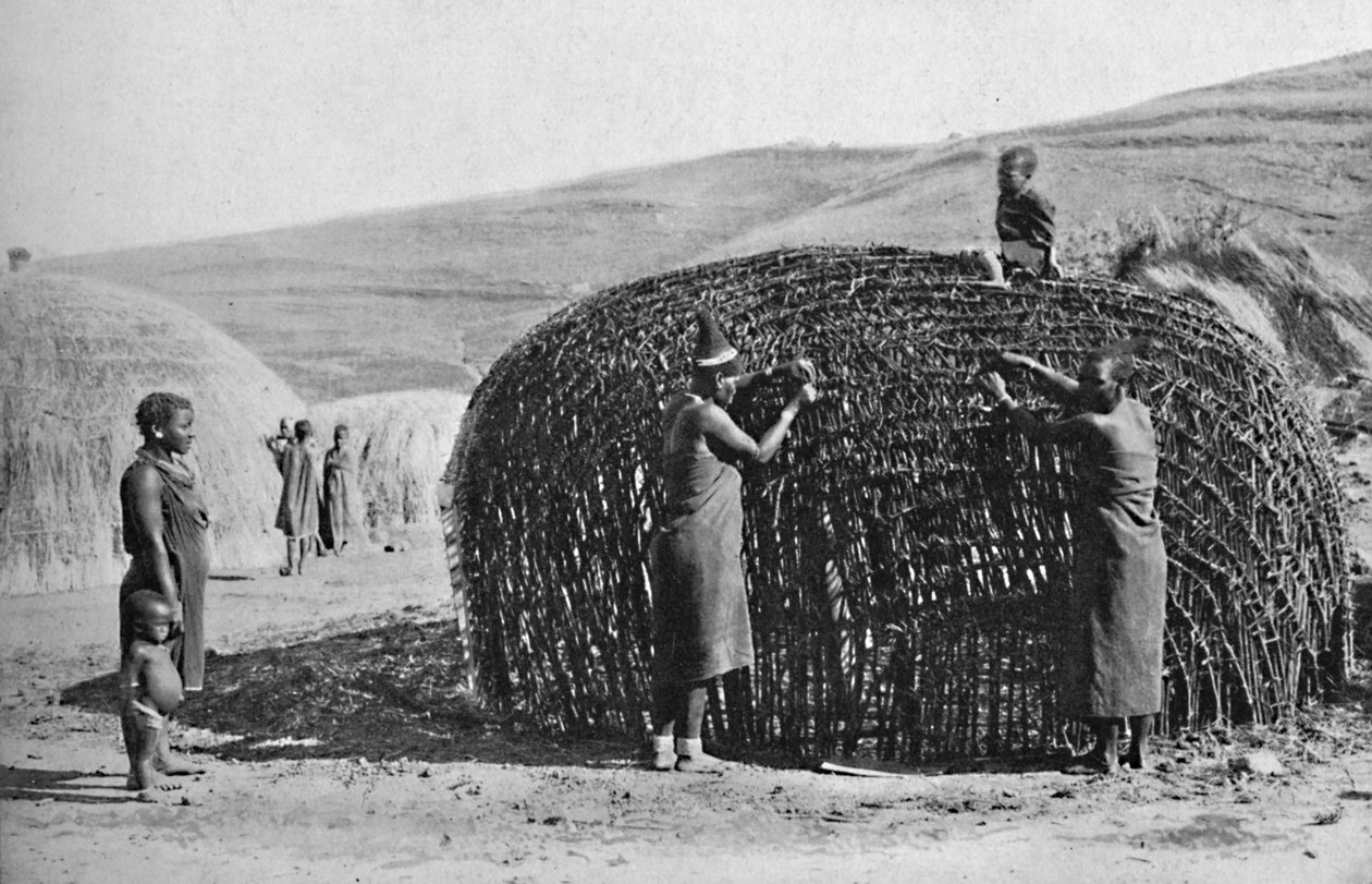 Huttenbouw in Zululand, 1912 door Unbekannt